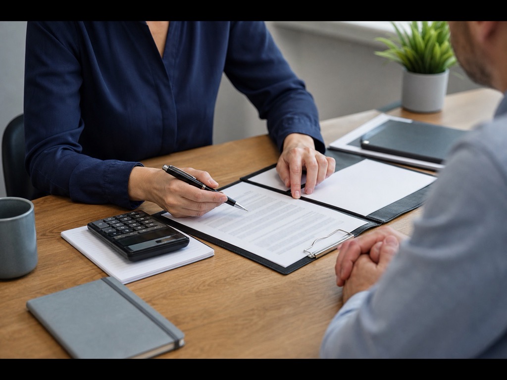 Borrower checking loan fees and repayment terms before signing